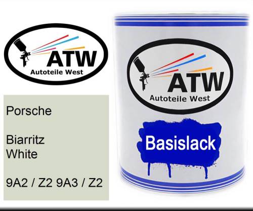 Porsche, Biarritz White, 9A2 / Z2 9A3 / Z2: 1L Lackdose, von ATW Autoteile West.